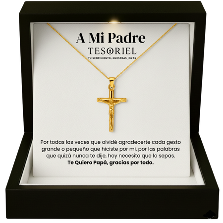Colgante Cruz Dorado con Cartas Especiales A Mi Padre - Tesoriel