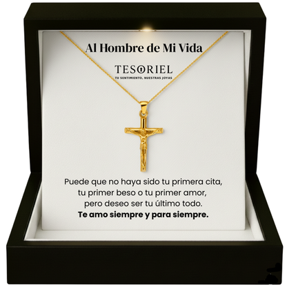 Colgante Cruz Dorado con Cartas Especiales Al Hombre de Mi Vida - Tesoriel
