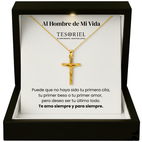 Colgante Cruz Dorado con Cartas Especiales Al Hombre de Mi Vida - Tesoriel