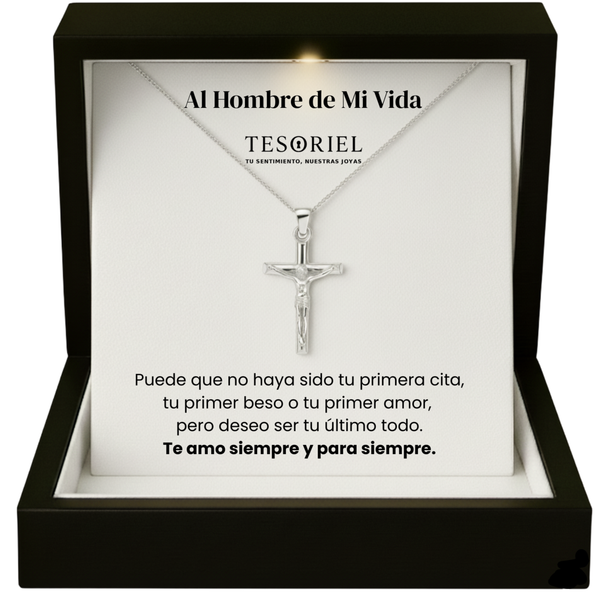 Colgante Cruz con Cartas Especiales Al Hombre de Mi Vida - Tesoriel