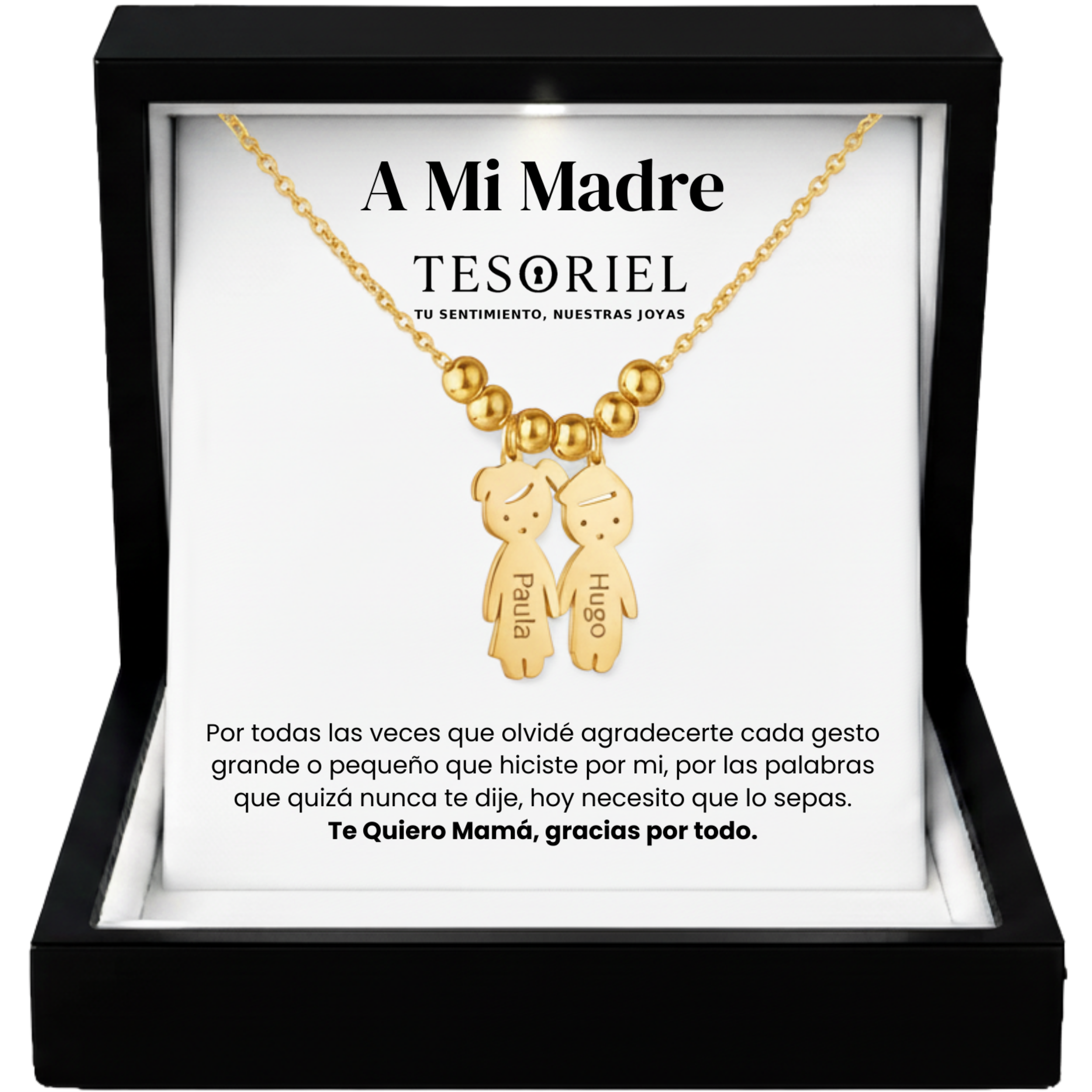 Colgante Descendientes Dorado con Cartas Especiales A Mi Madre - Tesoriel