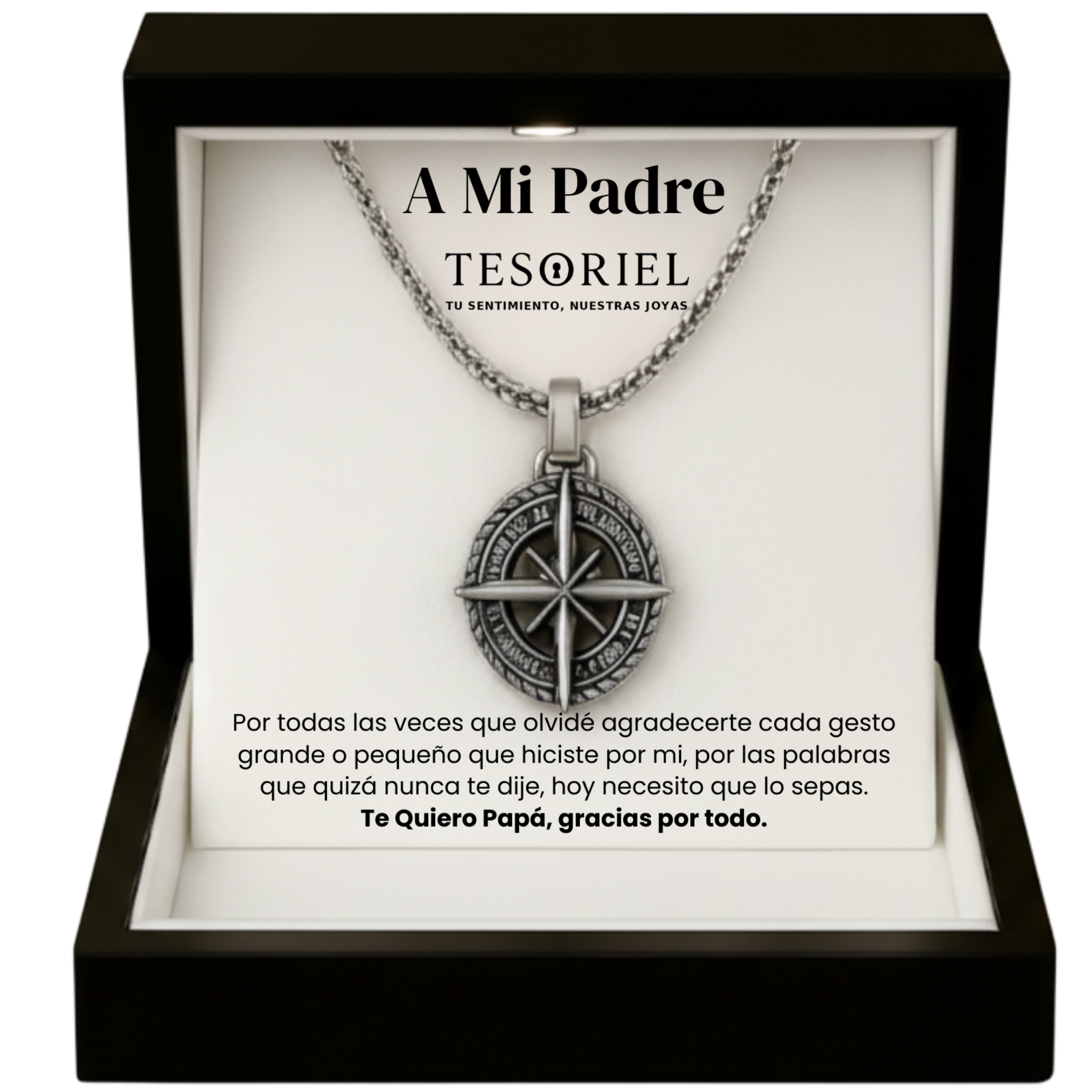 Colgante Estrella del Norte con Cartas Especiales A Mi Padre - Tesoriel