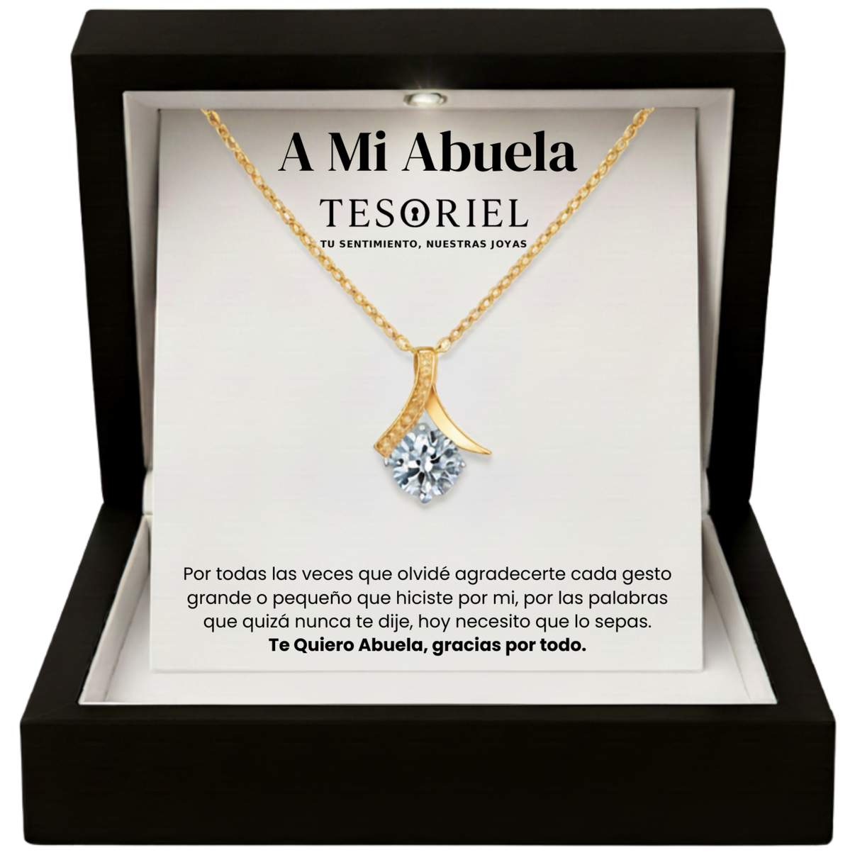 Colgante Flor del Alma Dorado con Cartas Especiales A Mi Abuela - Tesoriel