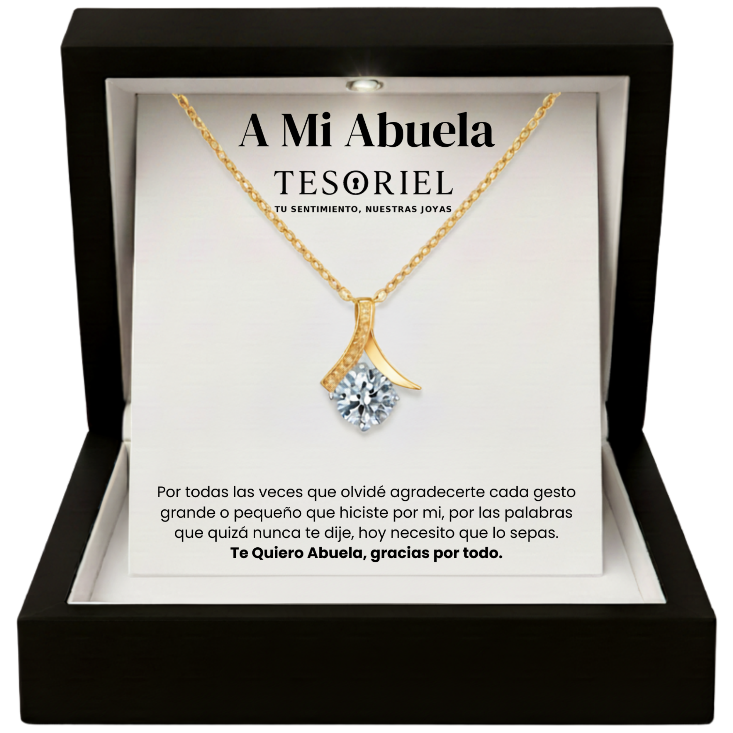 Colgante Flor del Alma Dorado con Cartas Especiales A Mi Abuela - Tesoriel