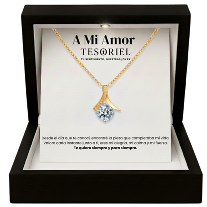 Colgante Flor del Alma Dorado con Cartas Especiales A Mi Amor - Tesoriel