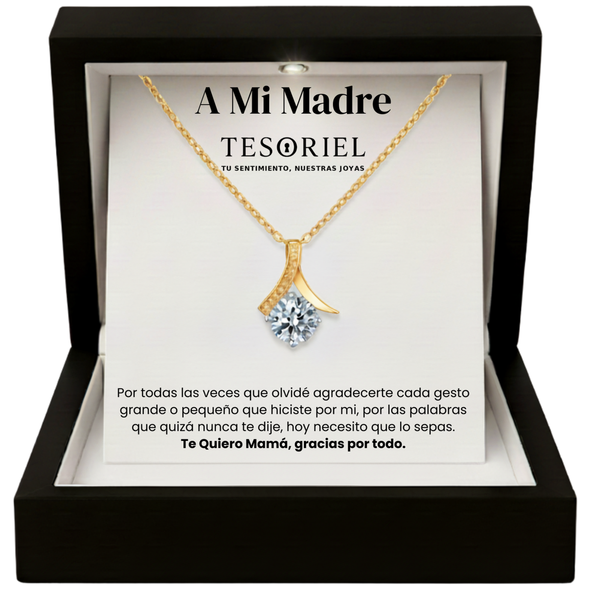 Colgante Flor del Alma Dorado con Cartas Especiales A Mi Madre - Tesoriel