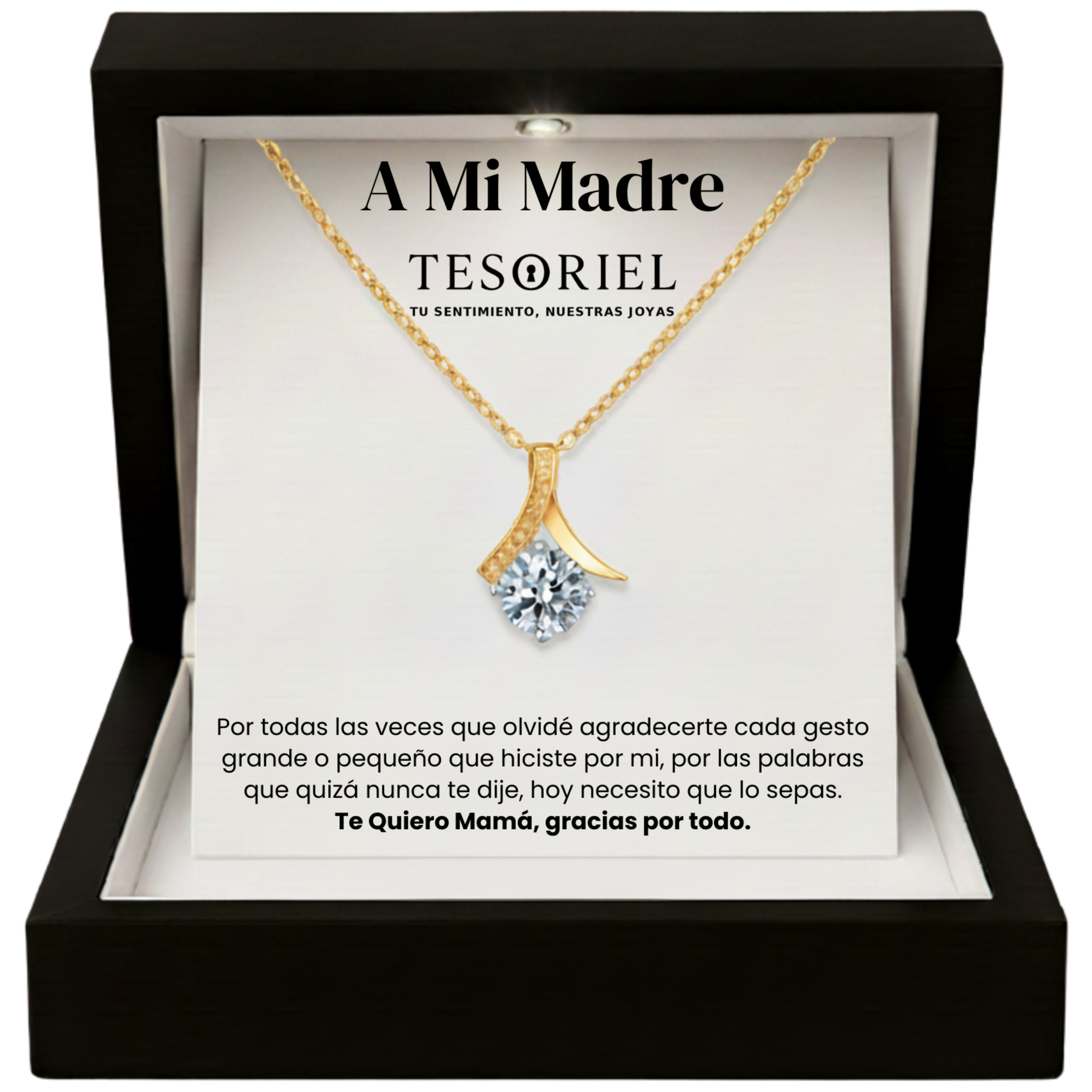Colgante Flor del Alma Dorado con Cartas Especiales A Mi Madre - Tesoriel