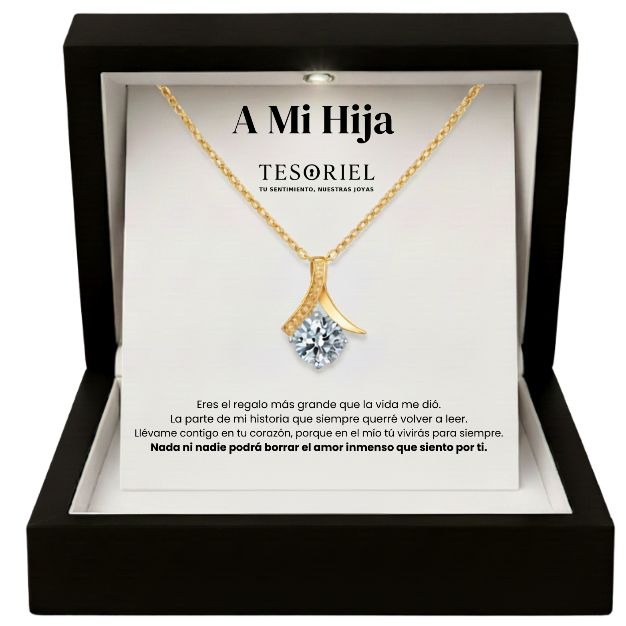 Colgante Flor del Alma Dorado con Cartas Especiales Para Mi Hija - Tesoriel