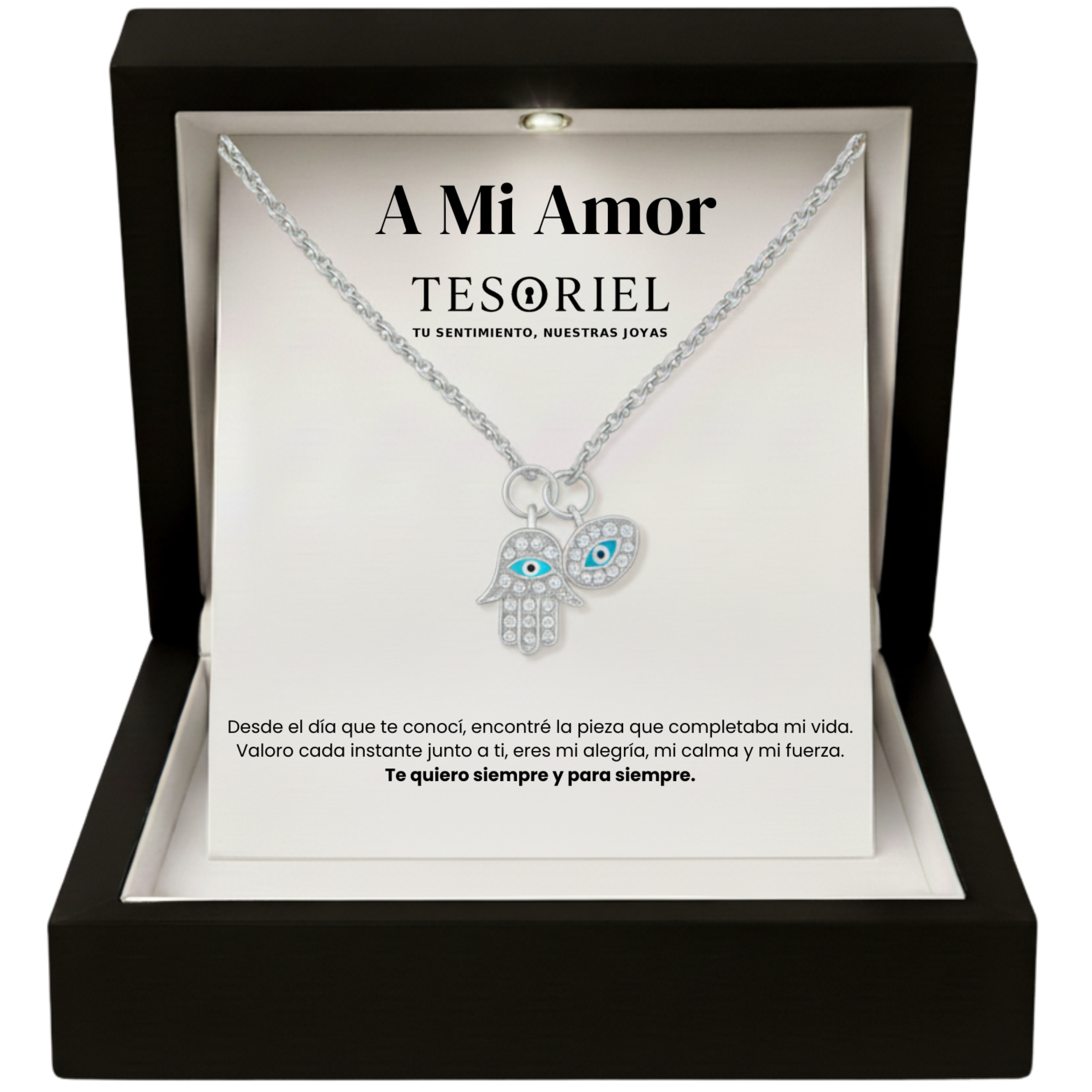Colgante Mano de Fátima con Cartas Especiales A Mi Amor - Tesoriel