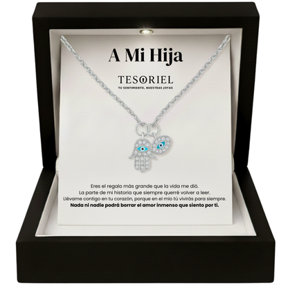Colgante Mano de Fátima con Cartas Especiales Para Mi Hija - Tesoriel
