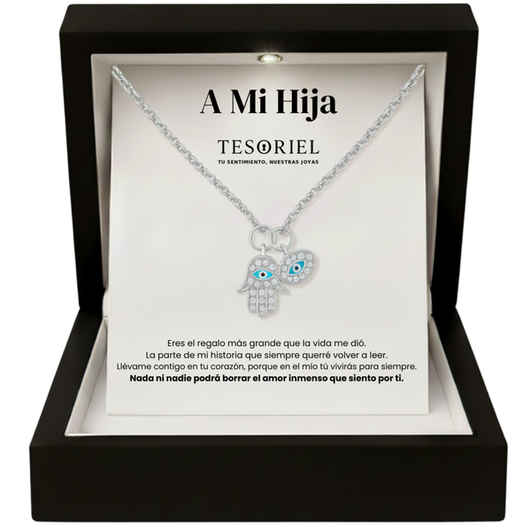 Colgante Mano de Fátima con Cartas Especiales Para Mi Hija - Tesoriel