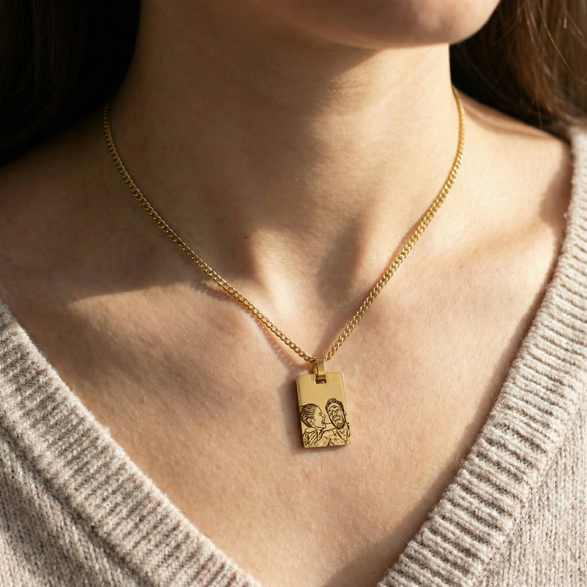 Colgante Militar Imagen Silueta Personalizable Dorado - Tesoriel