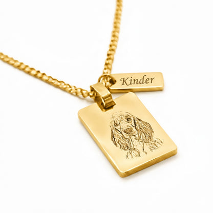 Colgante Militar Personalizable Mascota Silueta Dorado - Tesoriel