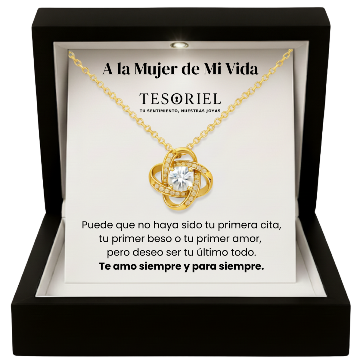 Colgante Universo Dorado con Cartas Especiales A la Mujer de Mi Vida - Tesoriel
