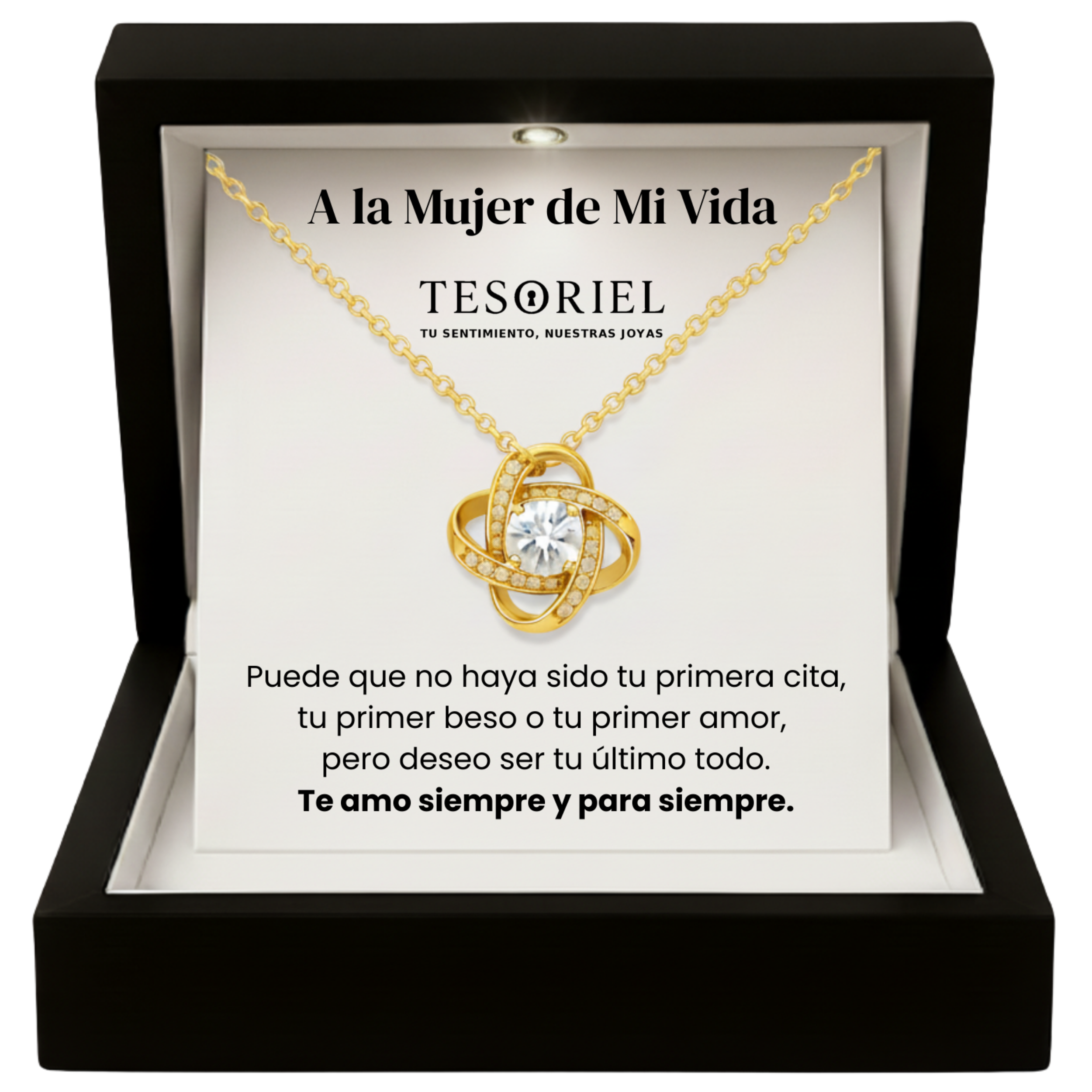 Colgante Universo Dorado con Cartas Especiales A la Mujer de Mi Vida - Tesoriel