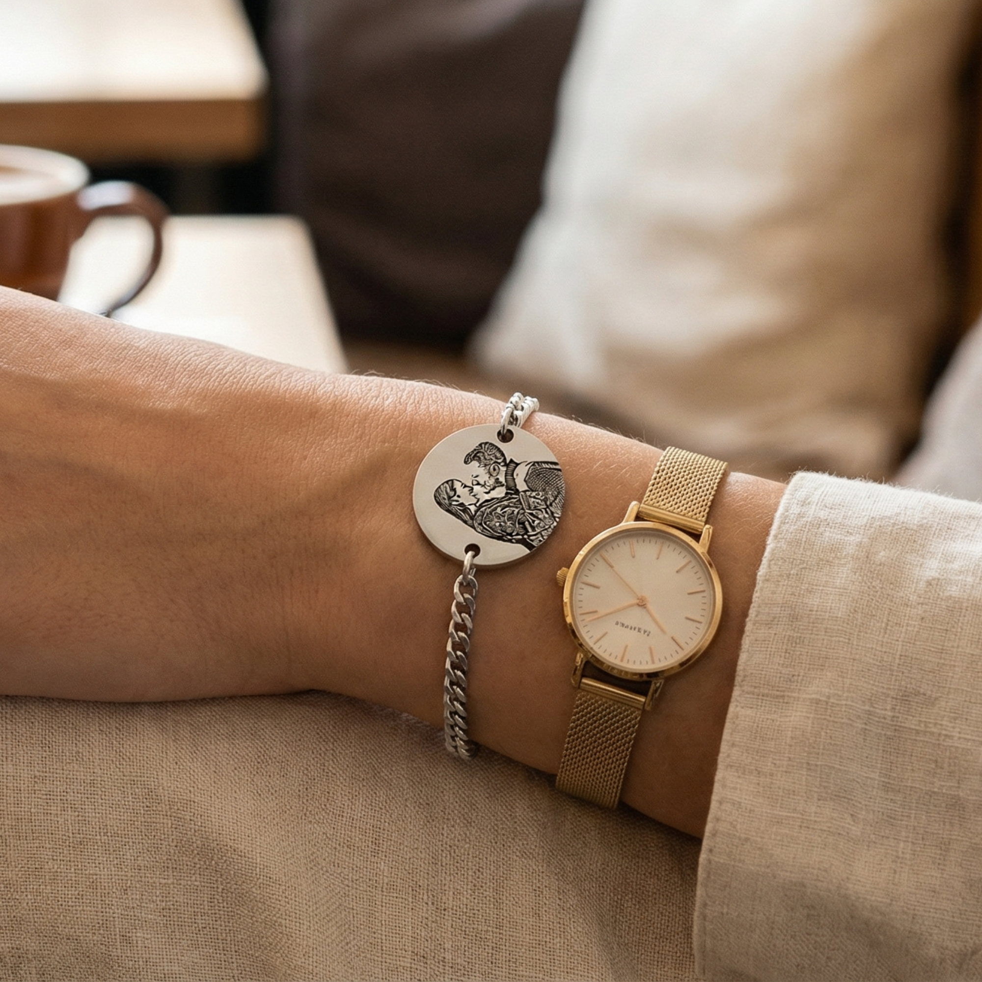 Pulsera Circular Imagen Silueta Personalizable - Tesoriel