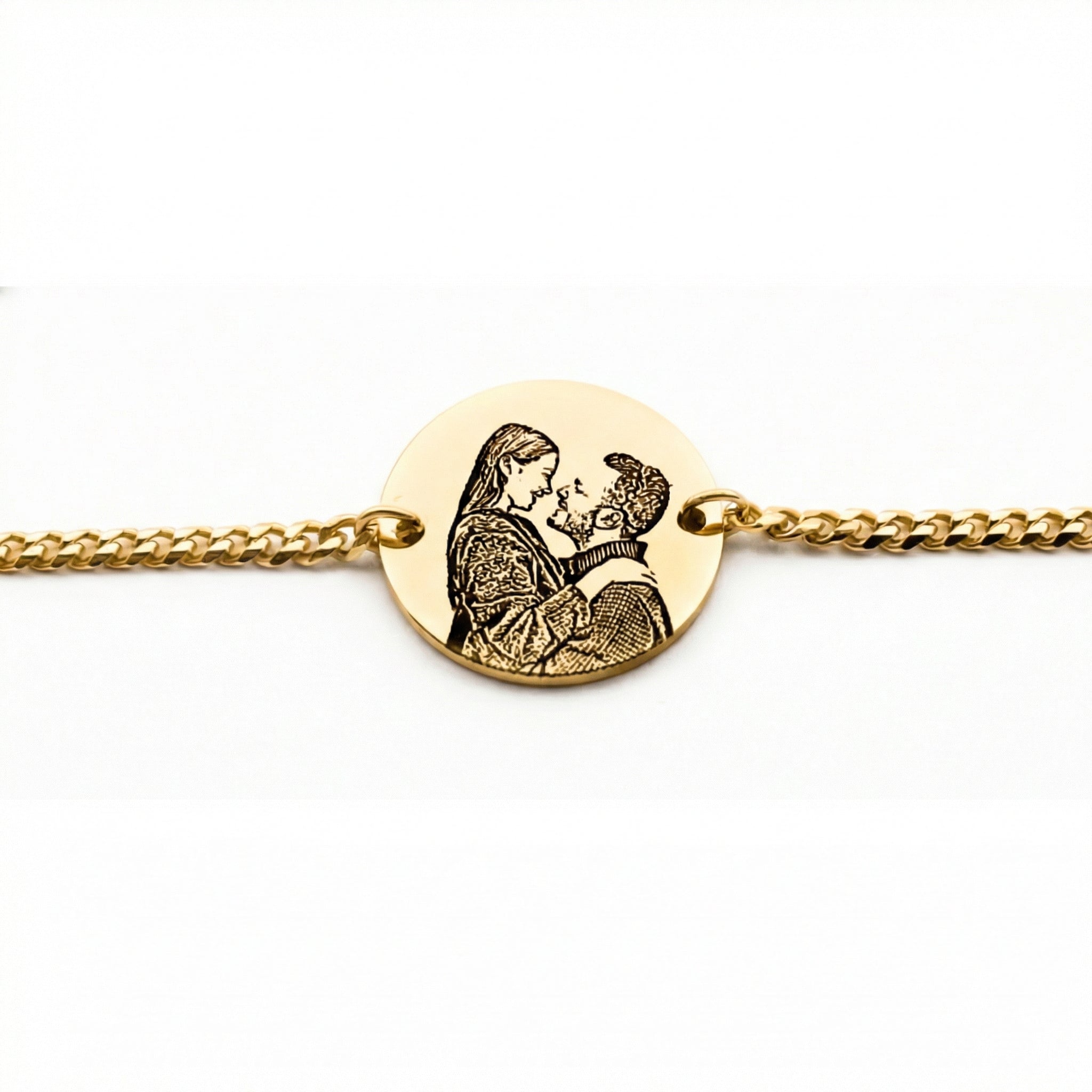 Pulsera Circular Imagen Silueta Personalizable Dorado - Tesoriel