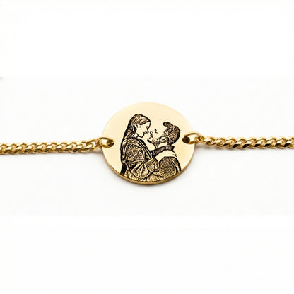 Pulsera Circular Imagen Silueta Personalizable Dorado - Tesoriel