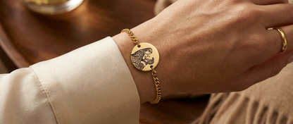 Pulsera Circular Imagen Silueta Personalizable Dorado - Tesoriel