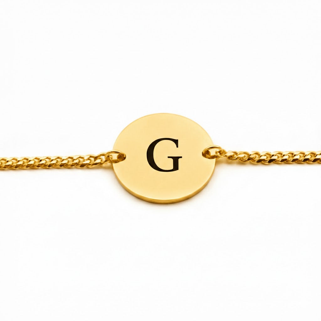 Pulsera Circular Inicial Personalizable Dorado - Tesoriel