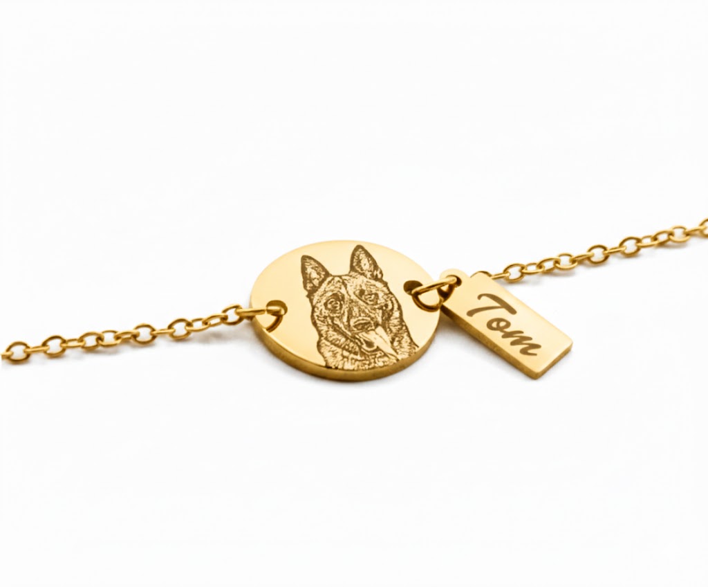 Pulsera Circular Mascota Silueta Personalizable Dorado - Tesoriel