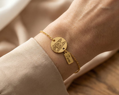 Pulsera Circular Mascota Silueta Personalizable Dorado - Tesoriel