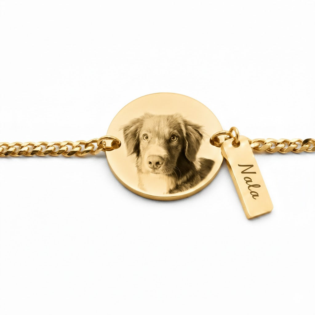 Pulsera Circular Personalizable Mascota Dorado - Tesoriel