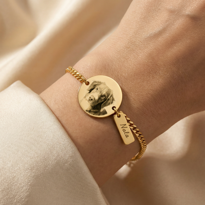Pulsera Circular Personalizable Mascota Dorado - Tesoriel
