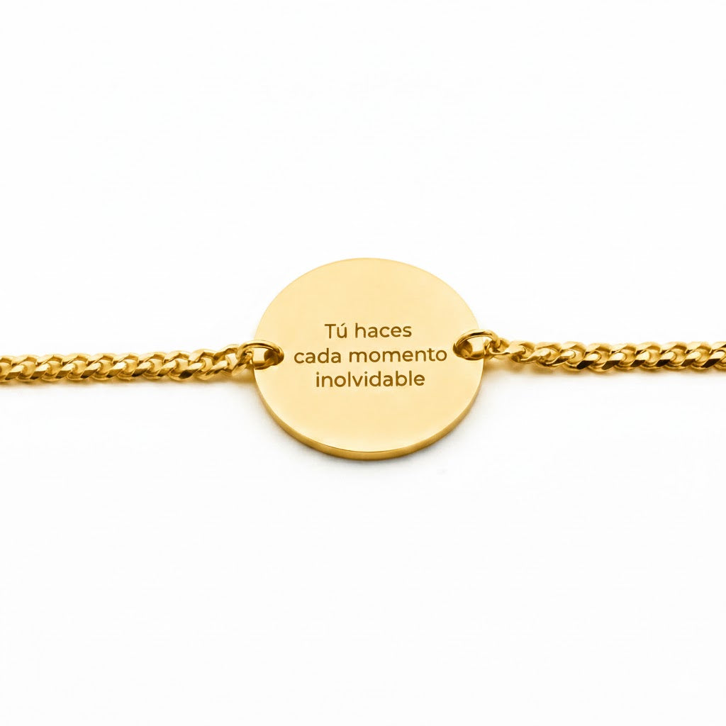 Pulsera Circular Texto Personalizable Dorado - Tesoriel