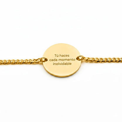 Pulsera Circular Texto Personalizable Dorado - Tesoriel