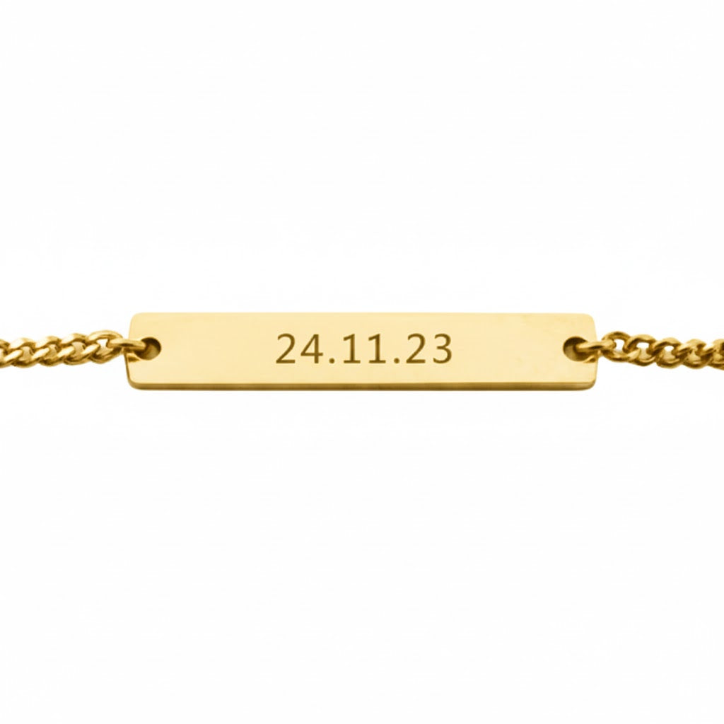 Pulsera Fecha Personalizable Dorado - Tesoriel