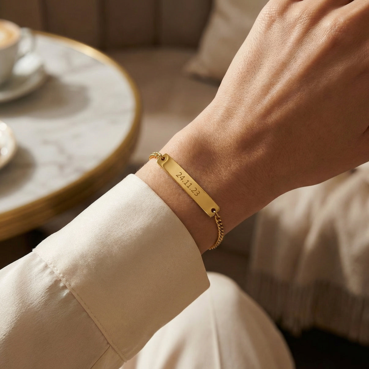 Pulsera Fecha Personalizable Dorado - Tesoriel