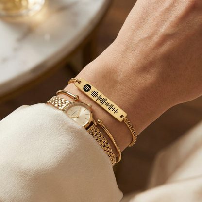 Pulsera Spotify Personalizable Dorado - Tesoriel