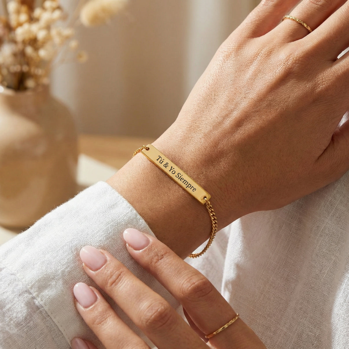 Pulsera Texto Personalizable Dorado - Tesoriel