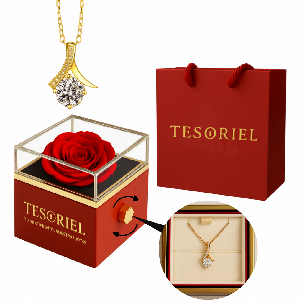 Caja de Rosa | Collar Flor del Alma Oro 18K