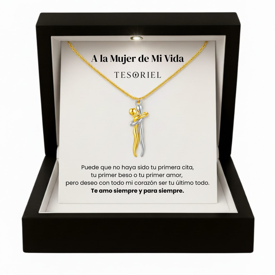 Colgante Abrazo Eterno Oro-Plata Para Mi Mujer/Novia (Con Carta Dedicatoria a Escoger)
