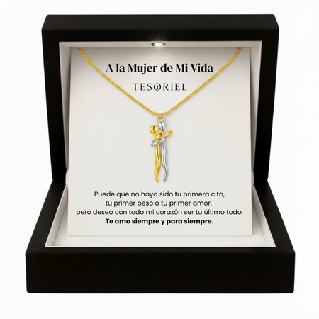 Colgante Abrazo Eterno Oro-Plata Para Mi Mujer/Novia (Con Carta Dedicatoria a Escoger)