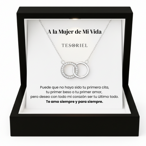 Colgante Aros Entrelazados Para Mi Mujer/Novia (Con Carta Dedicatoria a Escoger)