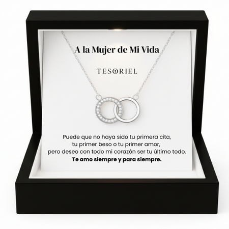 Colgante Aros Entrelazados Para Mi Mujer/Novia (Con Carta Dedicatoria a Escoger)