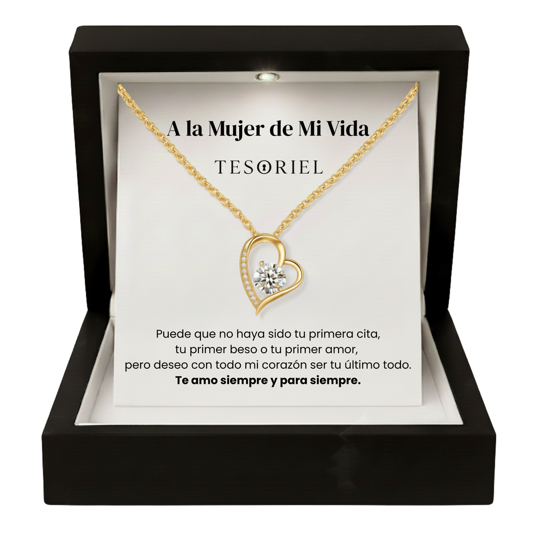 Colgante Corazón Eterno Oro 18k Para Mi Mujer/Novia (Con Carta Dedicatoria a Escoger)
