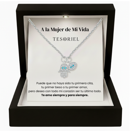 Colgante Mano de Fátima Para Mi Mujer/Novia (Con Carta Dedicatoria a Escoger)