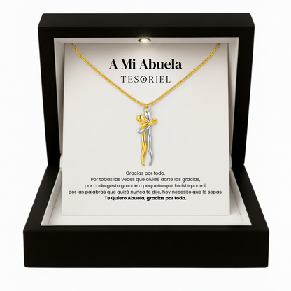 Colgante Abrazo Eterno Oro-Plata Para Mi Madre/Abuela (Con Carta Dedicatoria a Escoger)