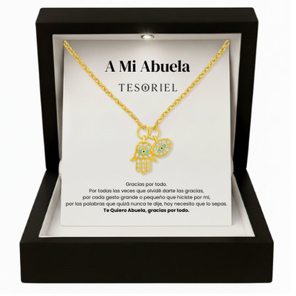 Colgante Mano de Fátima Oro 18k Para Mi Madre/Abuela (Con Carta Dedicatoria a Escoger)