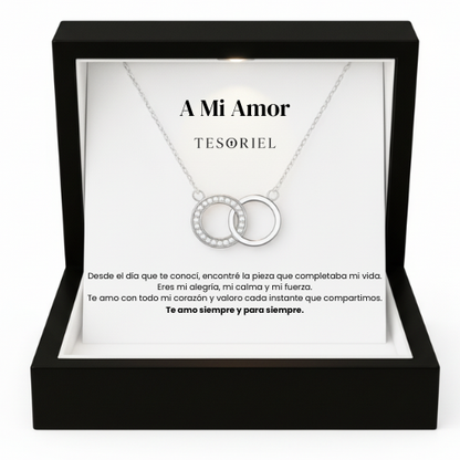 Colgante Aros Entrelazados Para Mi Mujer/Novia (Con Carta Dedicatoria a Escoger)