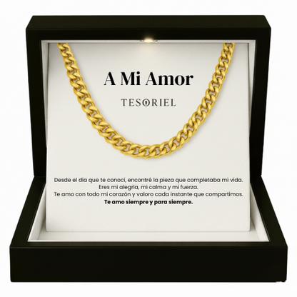 Cadena Cubana Oro 18k Para Mi Hombre/Novio (Con Carta Dedicatoria a Escoger)