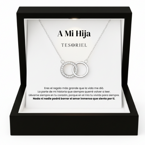 Colgante Aros Entrelazados Para Mi Hija (Con Carta Dedicatoria a Escoger)