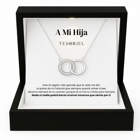Colgante Aros Entrelazados Para Mi Hija (Con Carta Dedicatoria a Escoger)