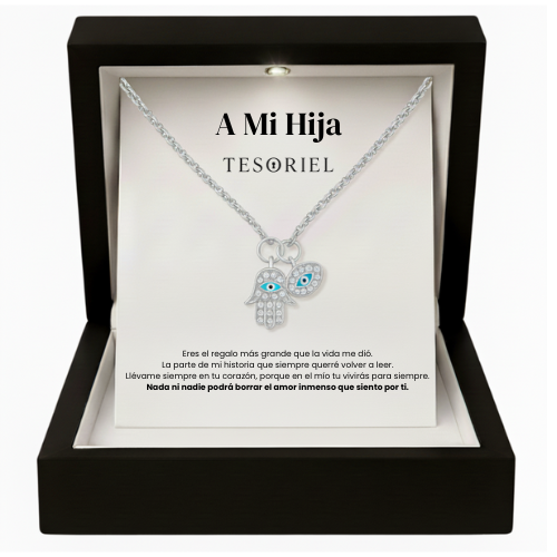 Colgante Mano de Fátima Para Mi Hija (Con Carta Dedicatoria a Escoger)