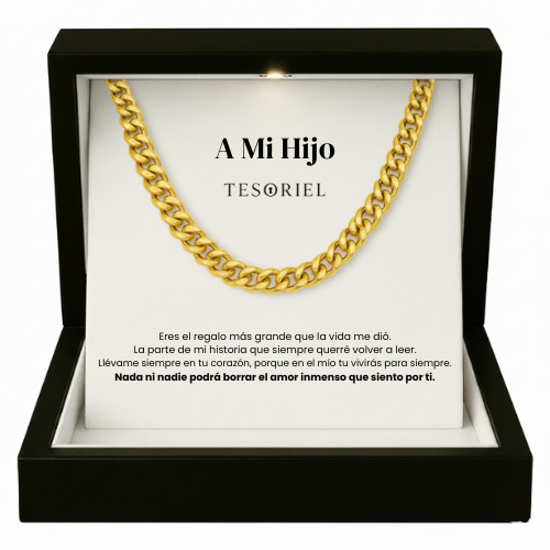 Cadena Cubana Oro 18k Para Mi Hijo (Con Carta Dedicatoria a Escoger)