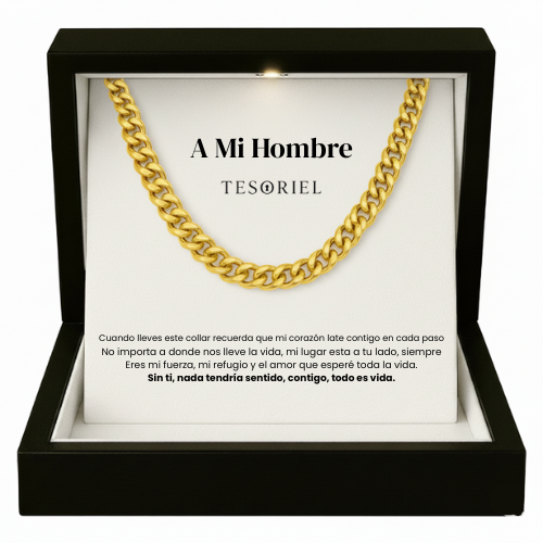 Cadena Cubana Oro 18k Para Mi Hombre/Novio (Con Carta Dedicatoria a Escoger)